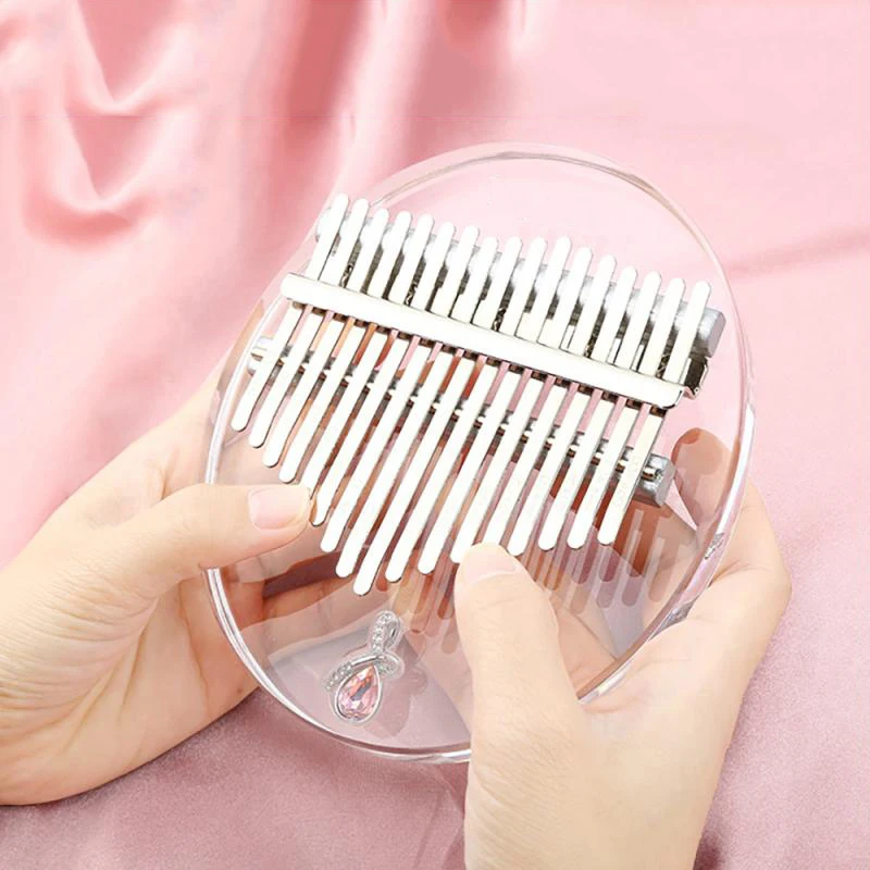 

Transparent 17Keys Kalimba Acrylic Finger Thumb Piano Crystal Musical Instrument With Colorful Diamond for Beginner Kids