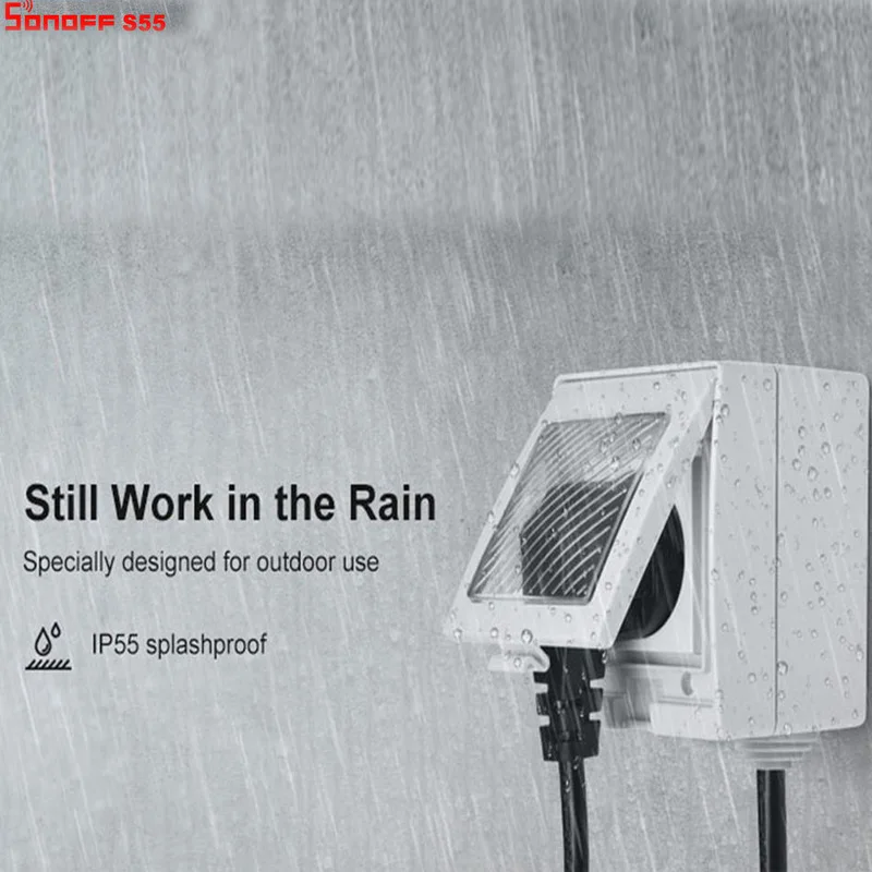 Умная розетка SONOFF S55 IP55 водонепроницаемая с таймером для умного дома совместима