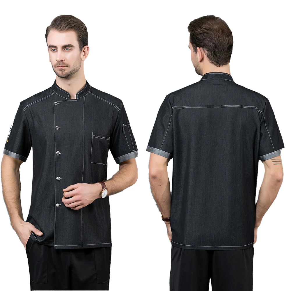 Джинсовая куртка для шеф повара верхняя одежда с коротким рукавом кухни