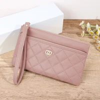 embroidery thread zipper phone wallet made of leather women long coin purse fashion card holder female wristband clutch wallets