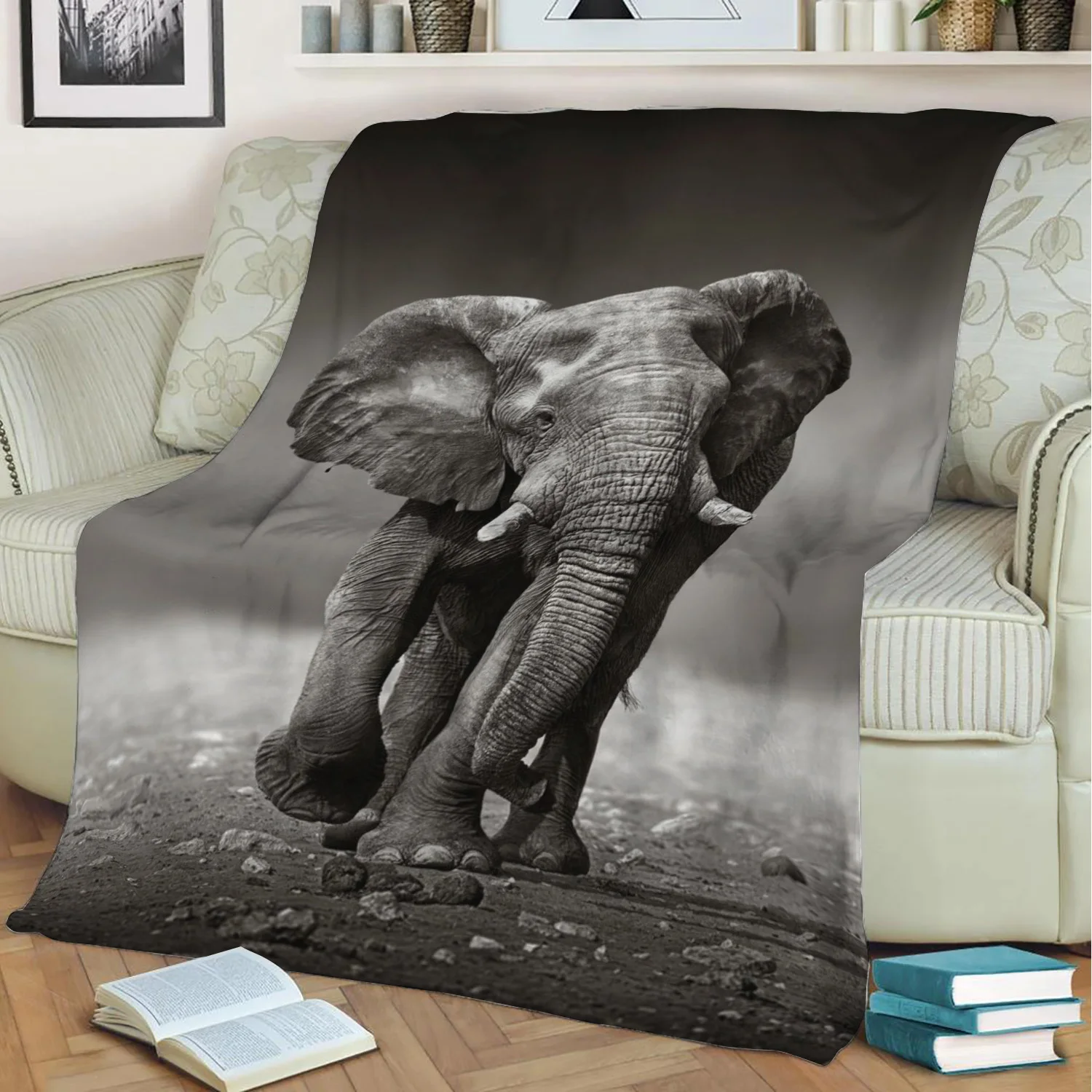 

Фланелевое Одеяло в виде африканского слона, детское одеяло с 3D принтом для сохранения тепла, домашний декор, текстиль, подарок для семьи ме...