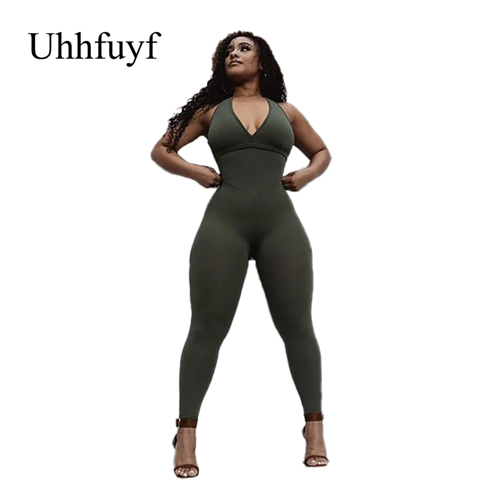 

Uhhfuyf Вязание армейский зеленый эластичный комбинезон женское сексуальное платье с v-образным вырезом, плотно облегающие Комбинезоны женски...