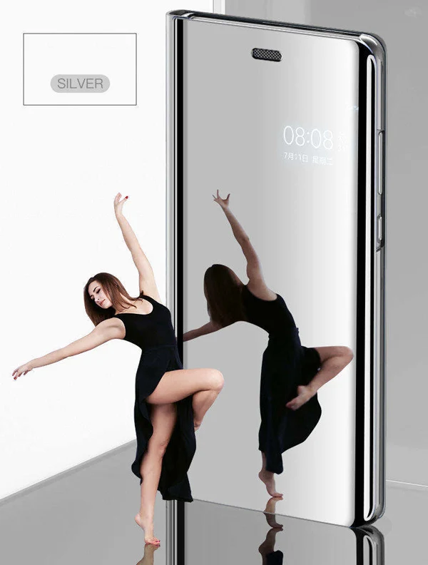 Silver Умный зеркальный флип-чехол для huawei P Smart Z Y9 Y7 Y6 Y5 Prime NOVA 5 5i Pro 4 4E 3 3i 3E чехол для телефона Coque - Цвет: Silver