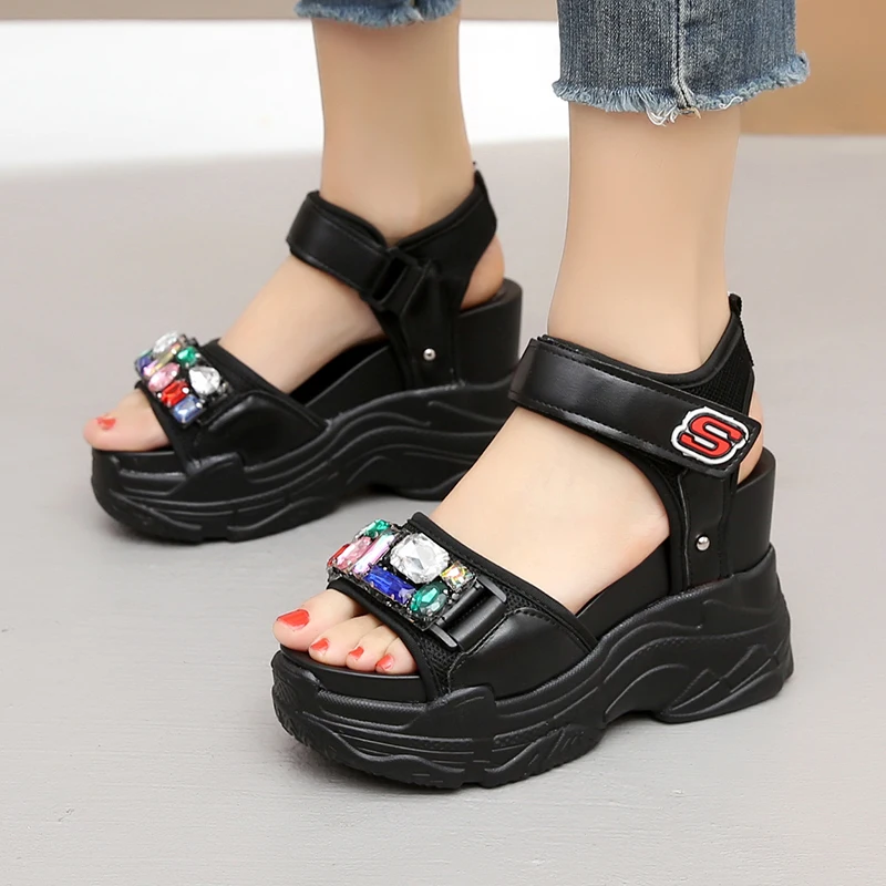 Женские босоножки на платформе и высоком каблуке сандалии гладиаторы танкетке