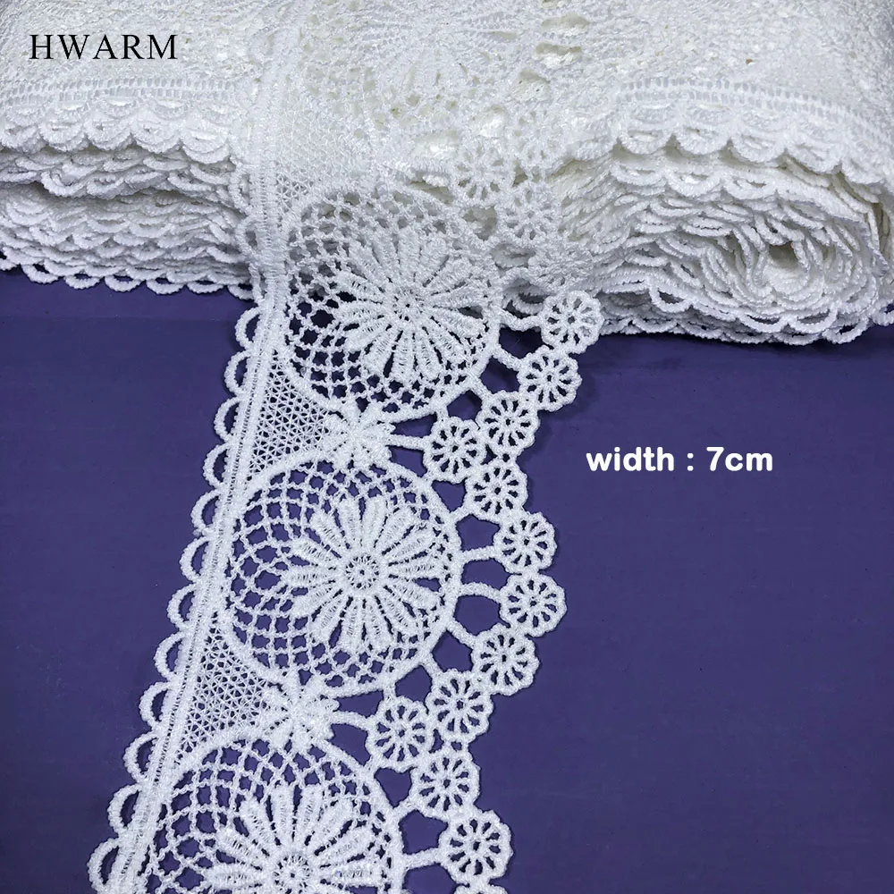 

Sewing Trim African Lace Embroidery Needlework For Crafts Fabric 10yard 7cm Dress Accessories And Ribbon Supplies Diy Decoration