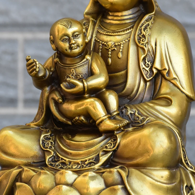 Лучшая Медная скульптура в стиле талисмана сунзи Гуаньинь Будда фэн-шуй для сына