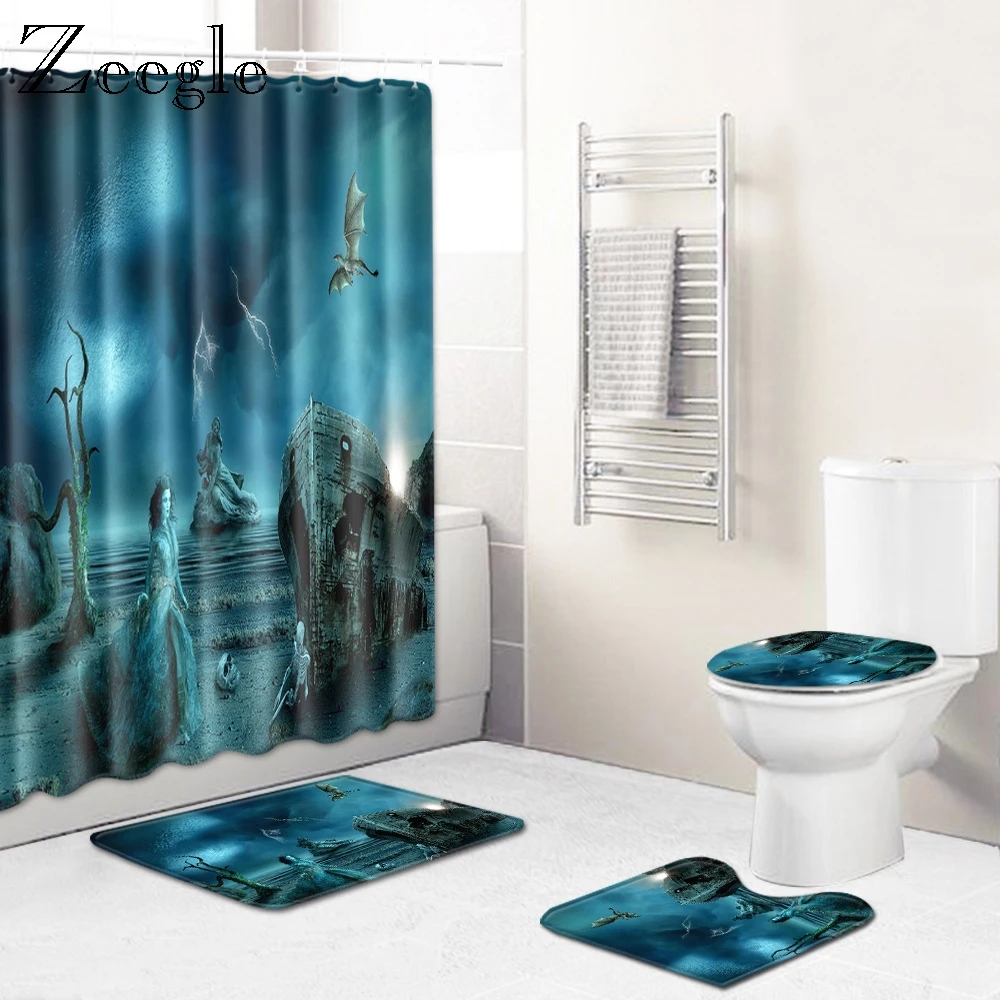 Zeegle 4 шт. набор ковриков для ванной фланелевый мягкий коврик унитаза Впитывающий