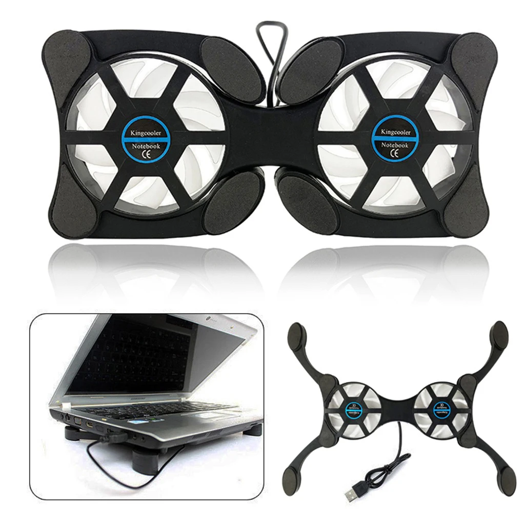 Складные Охлаждающие подставки для ноутбуков с двумя вентиляторами охлаждающая