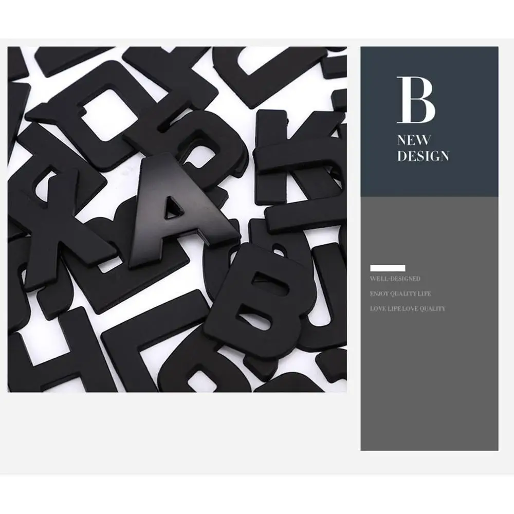 

Car 3D letter car stickers English letters car logo DIY alphanumeric metal body stickers word mark tail silver