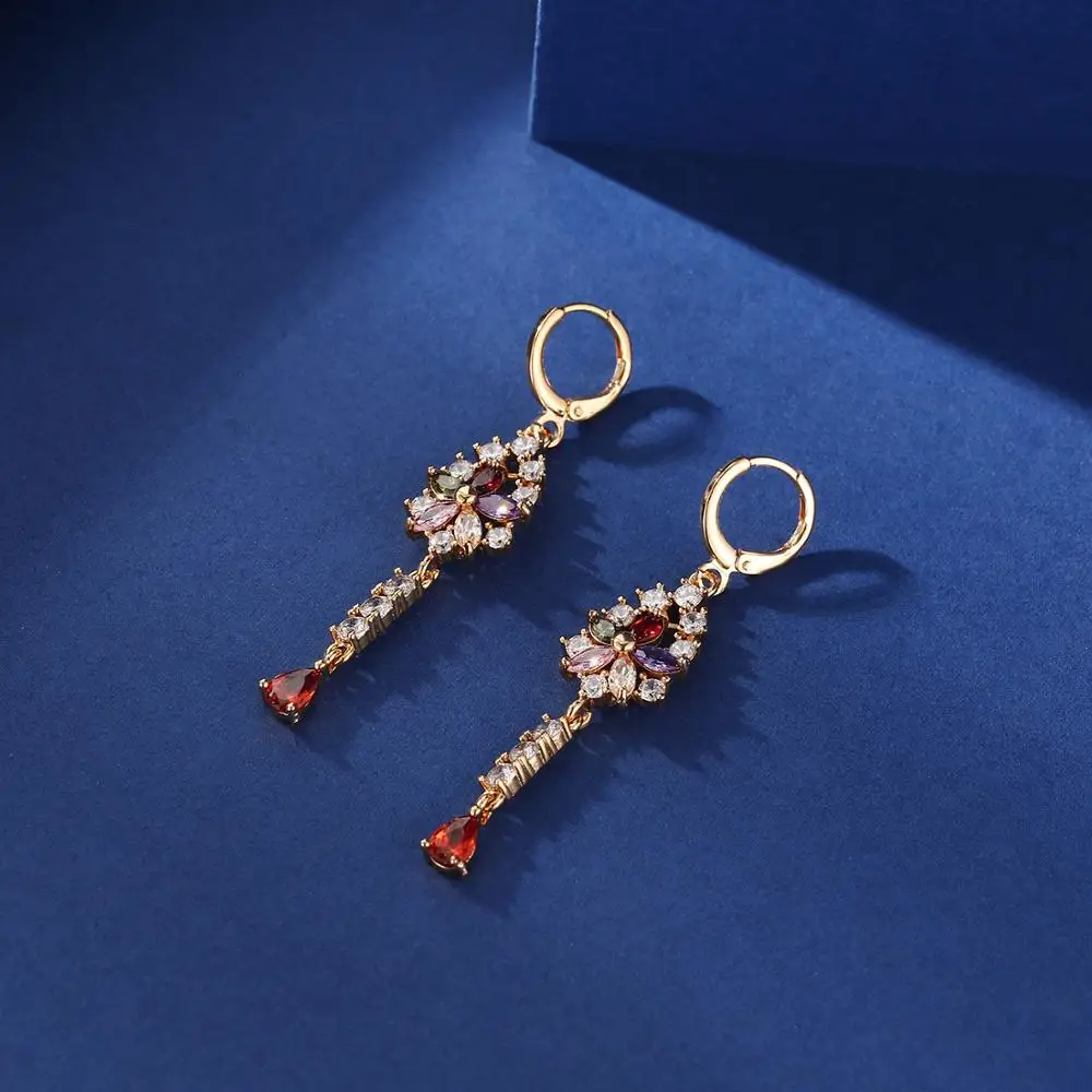 Длинные серьги Bettyue в богемном стиле с красочным цирконием класса ААА элегантное