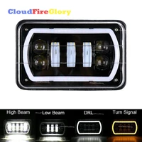 cloudfireglory for jeep wrangler ford mustang 1979 1993 truck 4x6 inch led headlight lamp hi lo beam drl light turn signal