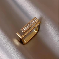 2021 new exquisite crystal temperament geometric square adjustable rings fashion simple versatile open rings female jewelry