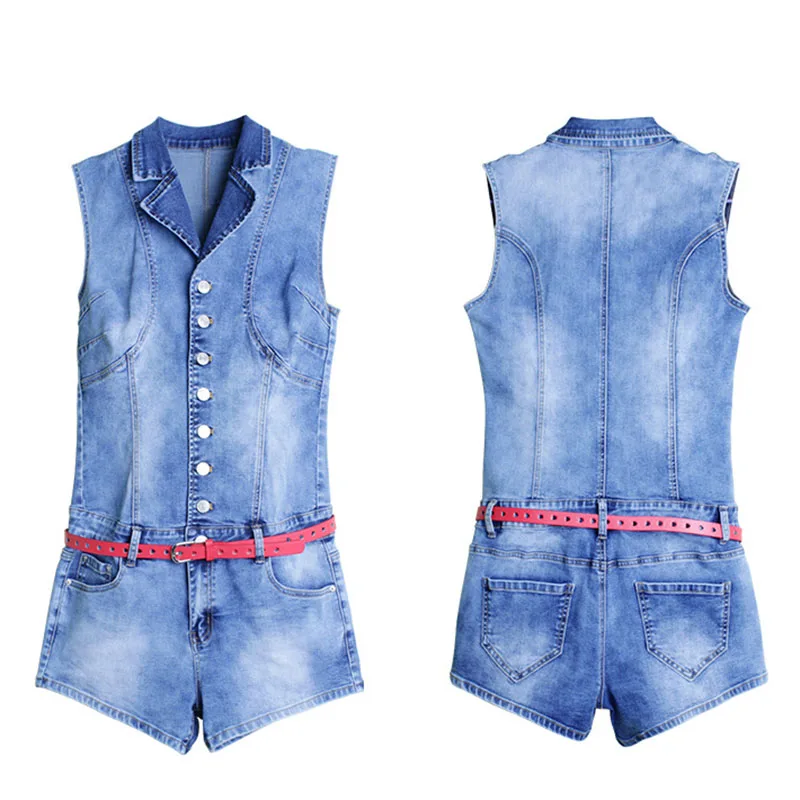 20108 летние пикантные джинсовый комбинезон с поясом для женщин размера плюс