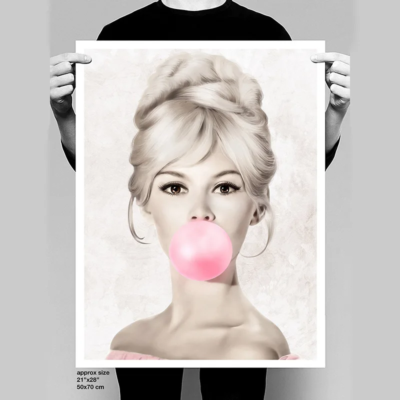 Hepburn Female Movie Star Actress Bubble Gum Wall Canvas Posters and Prints Painting Pictures Home Living Room Decoration | Дом и сад
