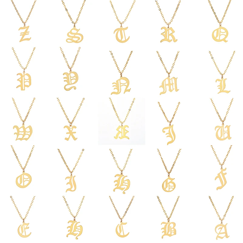 Ожерелье для женщин заявление ожерелье 26 букв кулон из нержавеющей стали модное