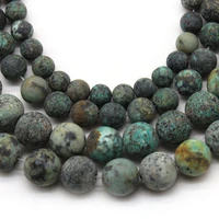 natural matte african turquoises stone round loose beads diy bracelet necklace for jewelry making diy 15 strand 4 6 8 10 12mm