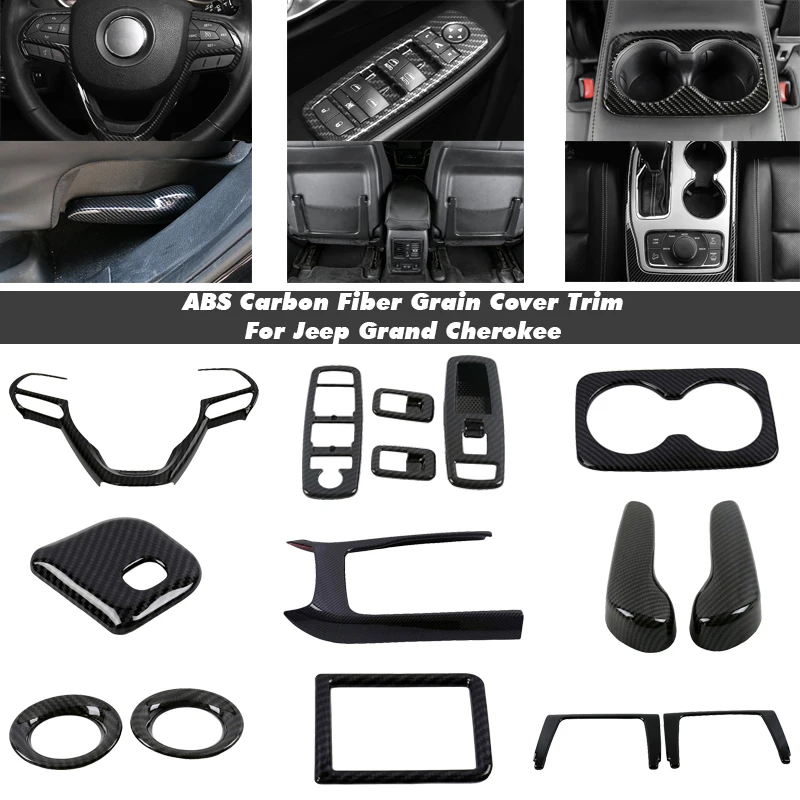 ABS Carbon Fiber Cover Trim For Jeep Grand Cherokee 2019 2020 Whole Interior Door Handle Steering Wheel Accessories | Автомобили и