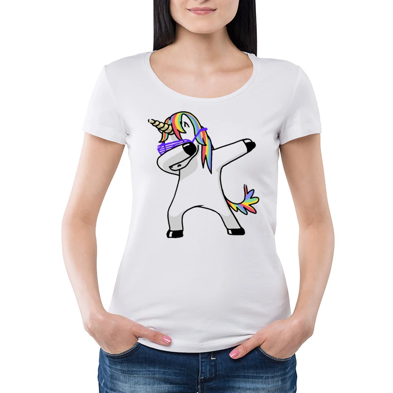 

Женская футболка с коротким рукавом и принтом радужной лошади