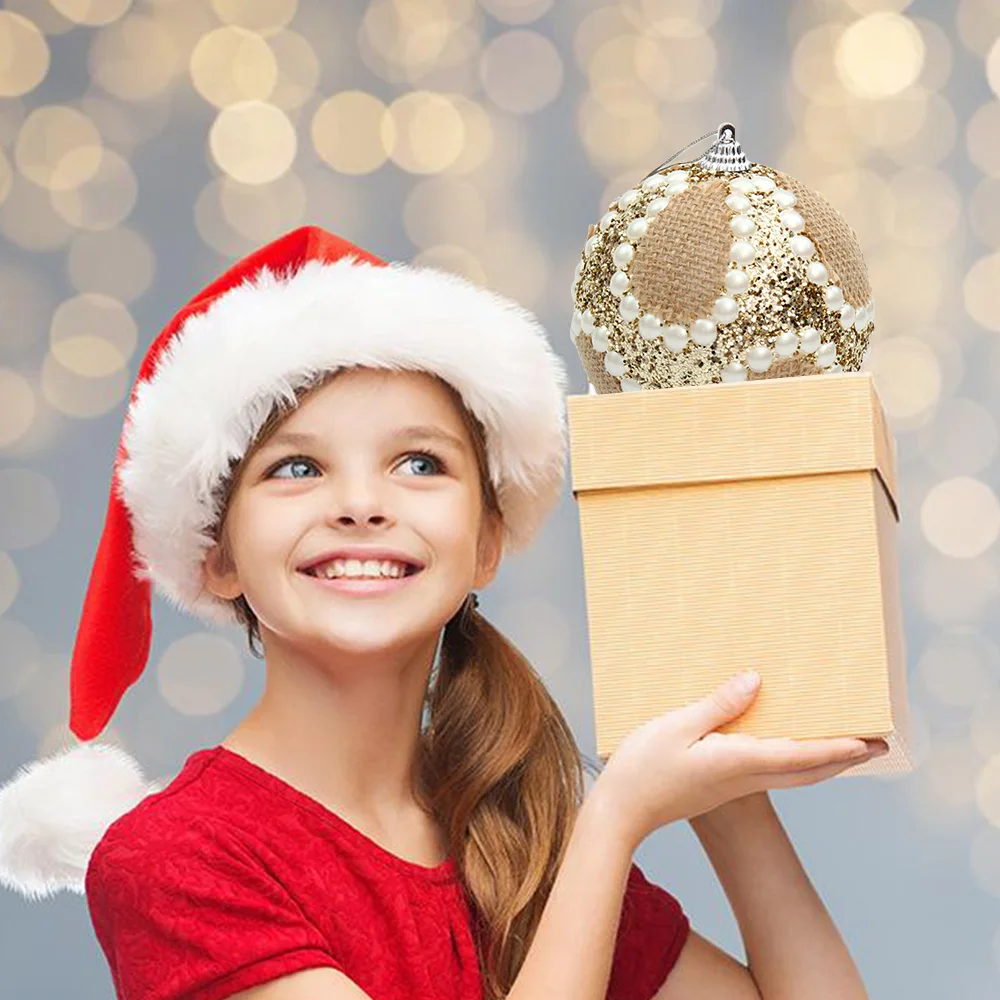 Искусственное украшение рождественской елки подвесные блестящие льняные снежки