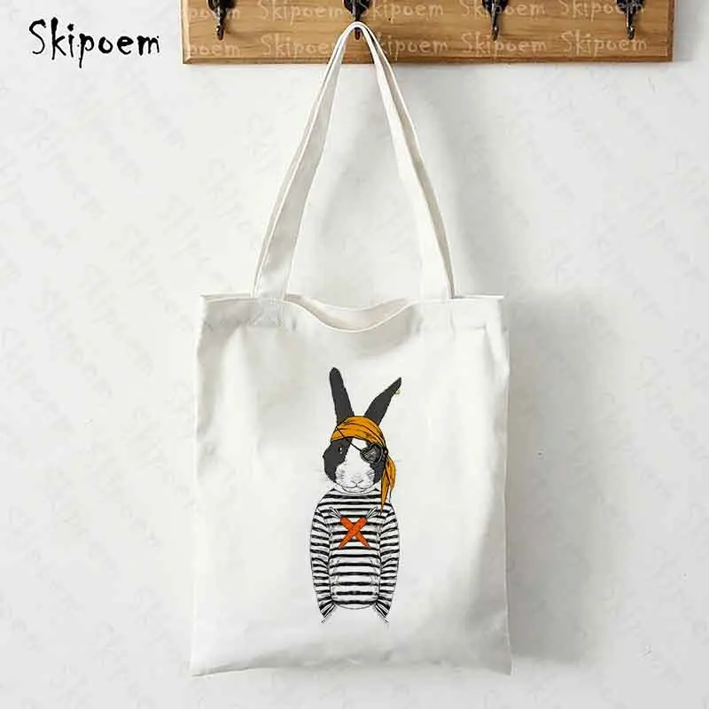 

2021 Новый Сумки тканевая сумка через плечо сумка-шоппер сумки футболка с забавным мультипликационным принтом «кролик каваи Повседневное го...