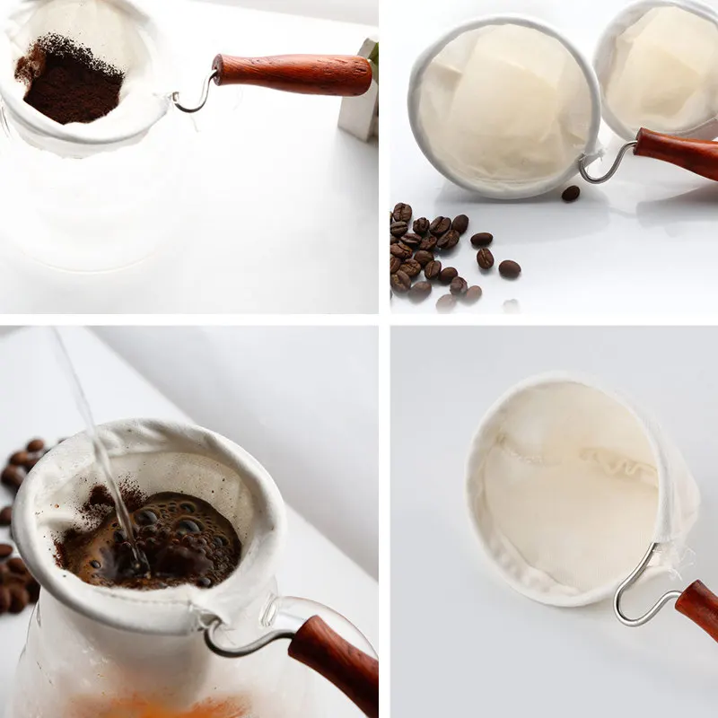 Многоразовый фильтр для кофе с ручкой фланелевая ткань сетчатая корзина