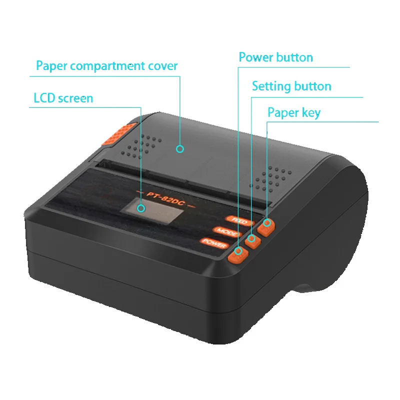 PT-82DC мини Bluetooth термопринтер беспроводной чековый аппарат Windows Android iOS для кабеля