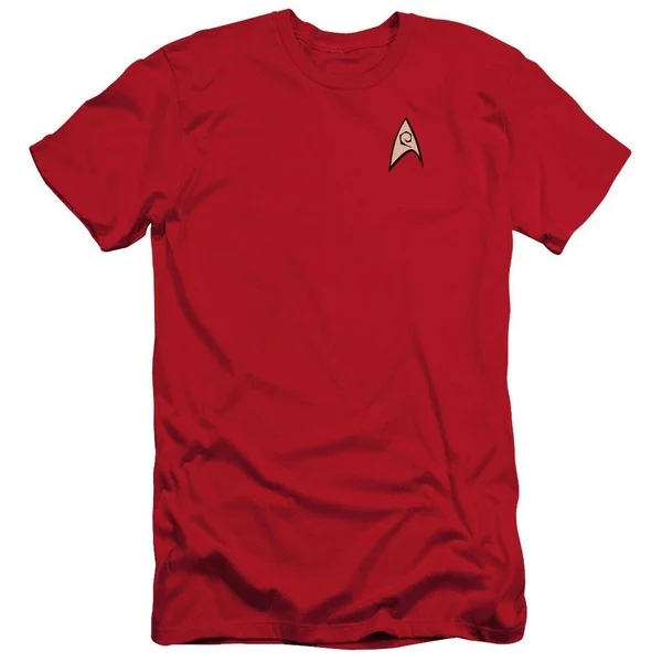 

Star Trek TV Series Scotty Engineering Uniform Red Adult Slim T-Shirt Tee