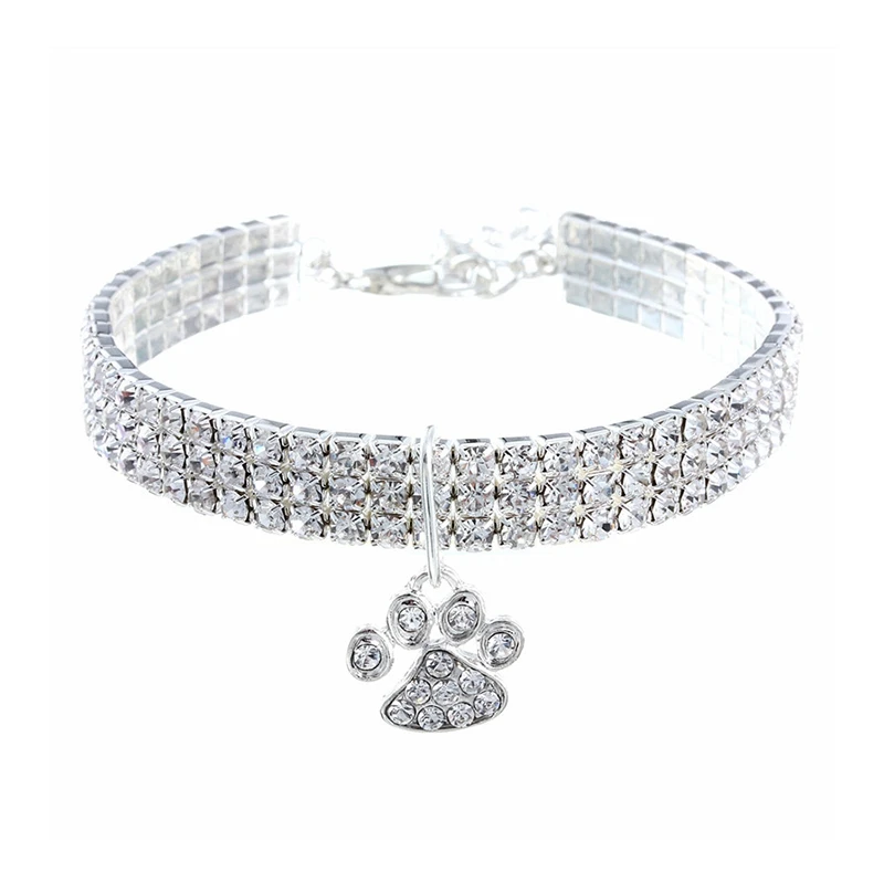 Новейший собачий ошейник в форме лапы милый воротник Перро стразы домашнее