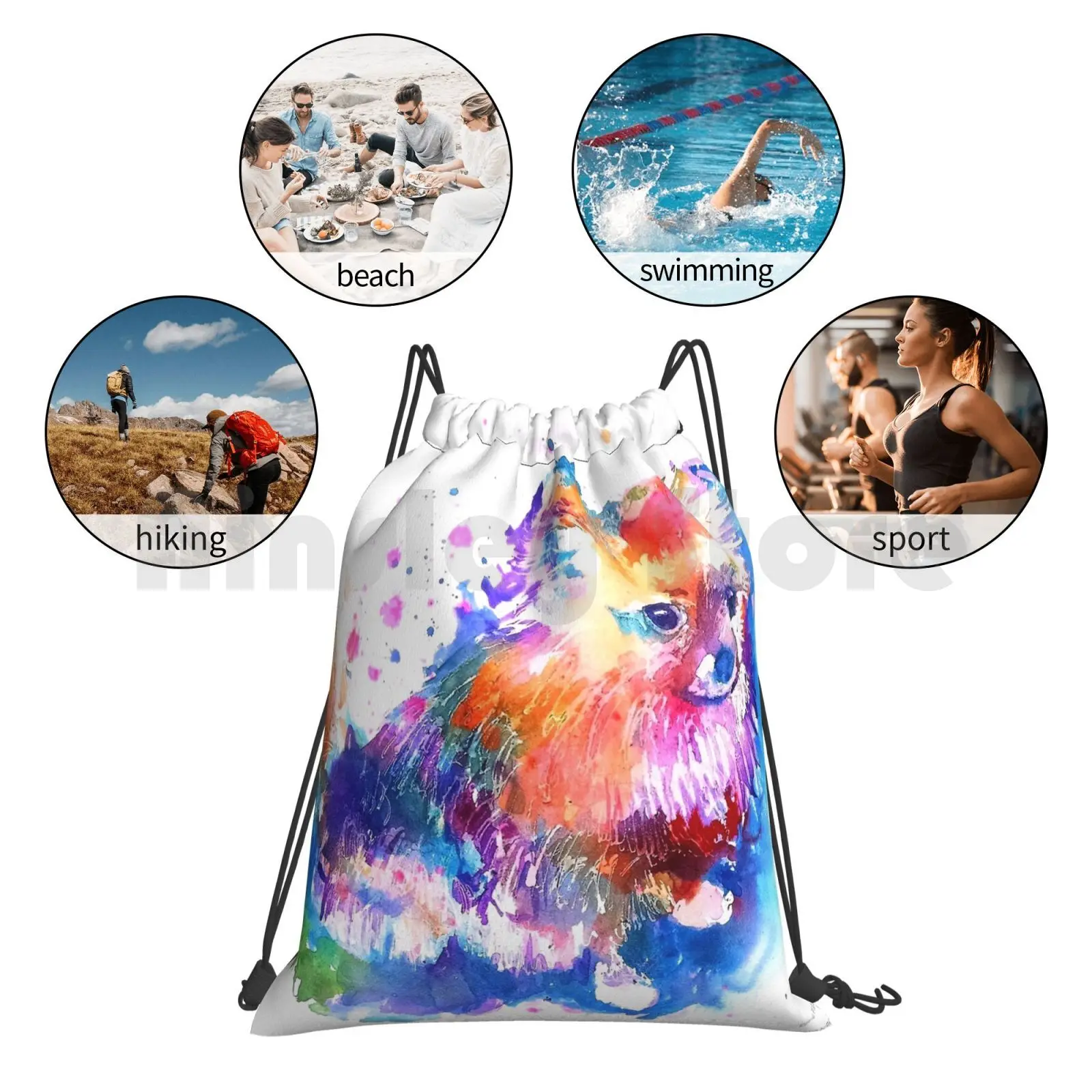 

Pop Art Pomeranian Backpack Drawstring Bag Riding Climbing Gym Bag Pomeranian Pomeranians Dogs Puppies Dog Painting Dog Art