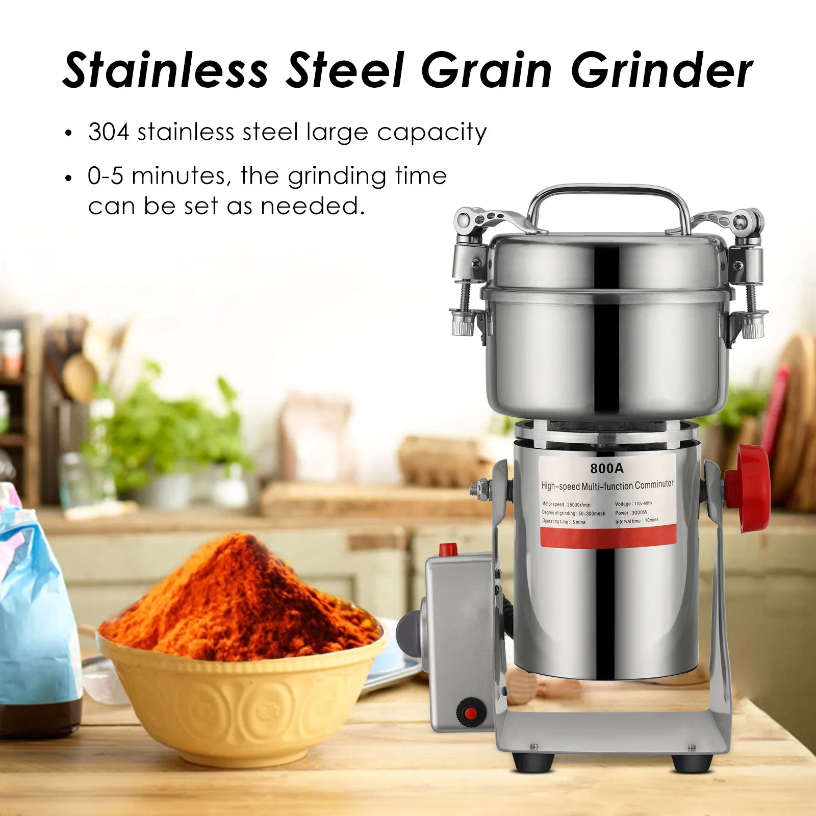 

Grain Mills Electric Stainless Steel Grain Grinder Mill 220V Cereals Corn Herb Spice Flour Mill Machine Dry Grain Grinder Tools