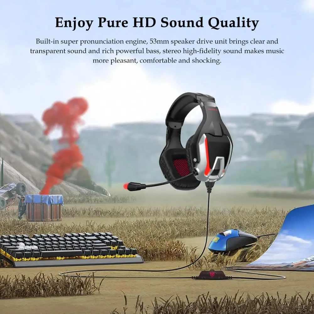 ONIKUMA K12 USB игровая гарнитура HD Стерео шумоподавление наушники с подключенным