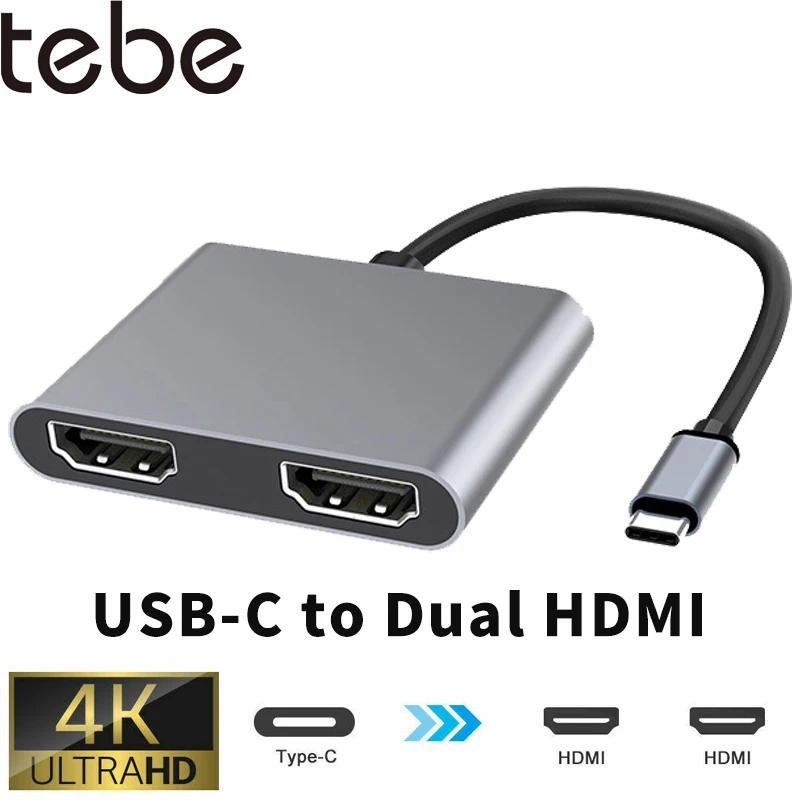 USB-концентратор tebe док-станция 2 в 1/4 1/5 1 с Type-C на 4K HDMI поддержкой MST для Macbook HP |