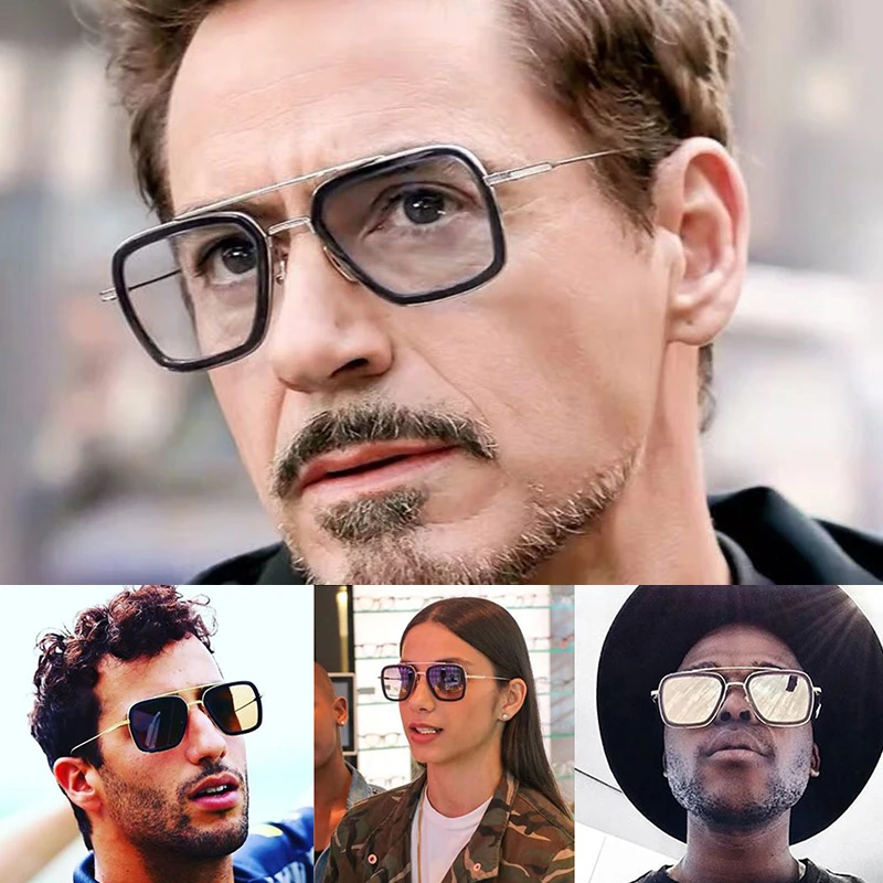2019 Новая Мода Мстители Tony Stark Flight style Man 3 Солнцезащитные очки Мужские квадратные