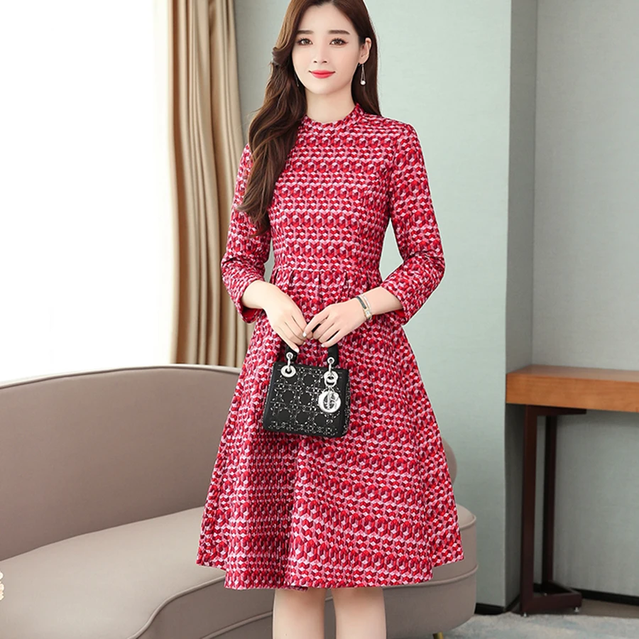 Женское платье миди в красную клетку винтажное большого размера 3XL с принтом и