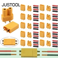 justool 10 pairs xt30 xt 30 antiskid plug male female bullet connector plug upgrade xt30 with heat shrinks for rc lipo battery