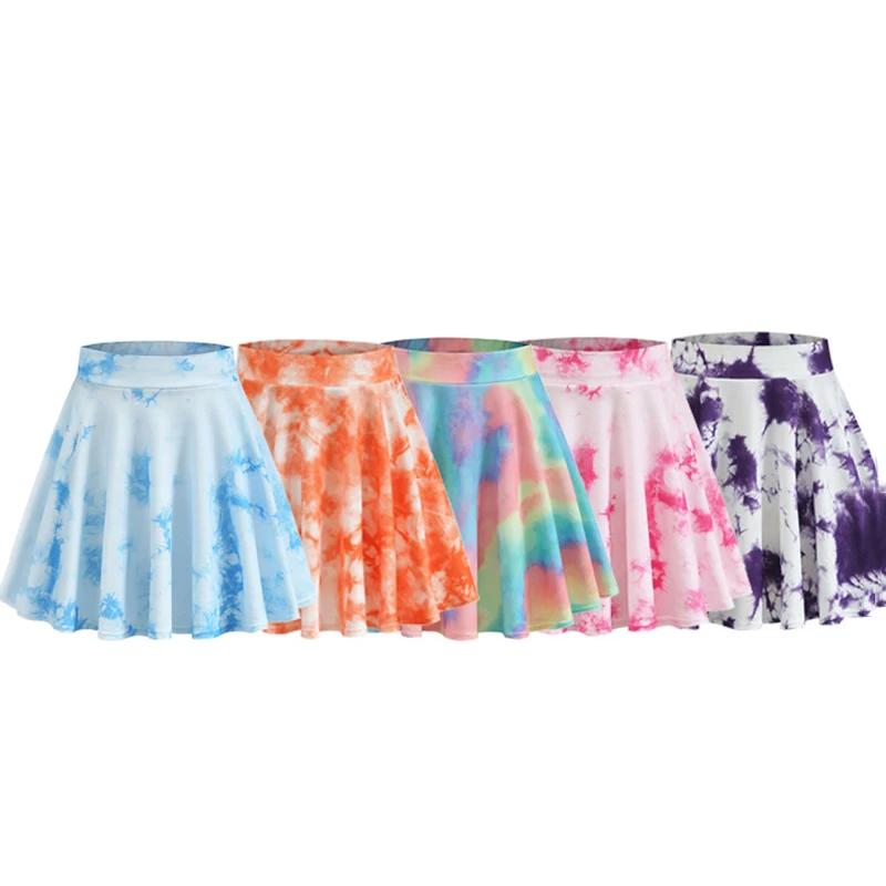 

Tie Dye Hight Waist Pleated Skirts A-Line Mini Skirt Sexy Purple Pink Mini Chic Short Skirt Women Summer 2021 Fashion Spodniczka