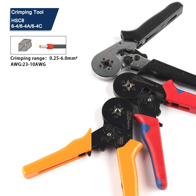 

HSC8 6-4A/6-4B/6-4 0.25-6.0mm2 23-10 Tubular terminal crimping tools mini electrical pliers high precision clamp sets