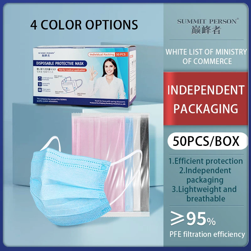 

10-100 Pcs Of Children's Masks Disposable Non-woven 3-layer Filter Inventory Four-color Optional Masks Breathable Earlobe Masks