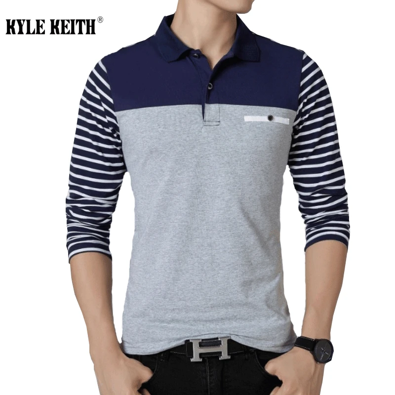 

Plus Size M-5XL Spring Casual Polo Shirt Men Long Sleeve Turn Down Collar Slim Fit Striped Polos T Shirt Homme