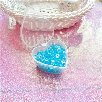 Blue bead and box В форме сердца, коробка для слизи, рыбные шарики для слимов, амулеты Lizun, сделай сам, Ploymer, глина, контейнеры для хранения, органайзер, шарики для коробки - Цвет: Blue bead and box