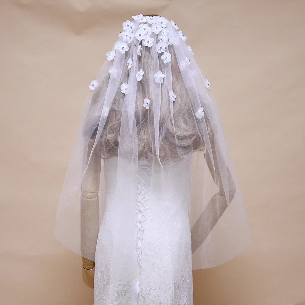 

V46 Элегантные короткие платья для матери невесты вуаль из органзы с цветами платье белого цвета и цвета слоновой кости свадебное фатиновое ...