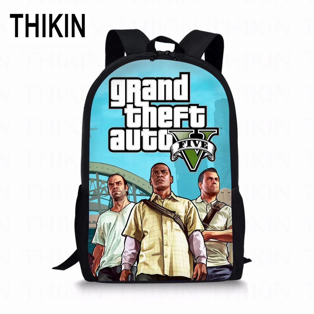 as picture THIKIN Grand Theft Auto школьные сумки для подростков мальчиков 3 шт./компл. сумки на плечо крутая игра GTA рюкзак комплект для детей; обувь для девочек; обувь для студентов; Mochila - Цвет: as picture