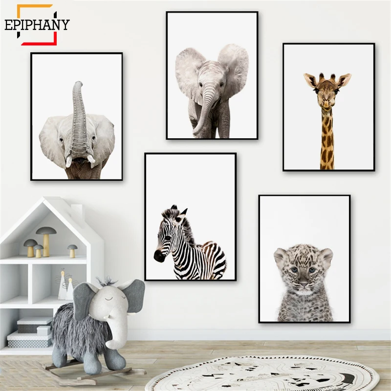 Современная Картина на холсте Постер искусство Зебра жираф животные принт