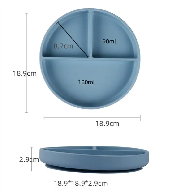 

Baby Dinner Plate Suction Cup Integrated Food Supplement Bowl Learning To Eat Training Spoon Split Grid Silicone Tableware
