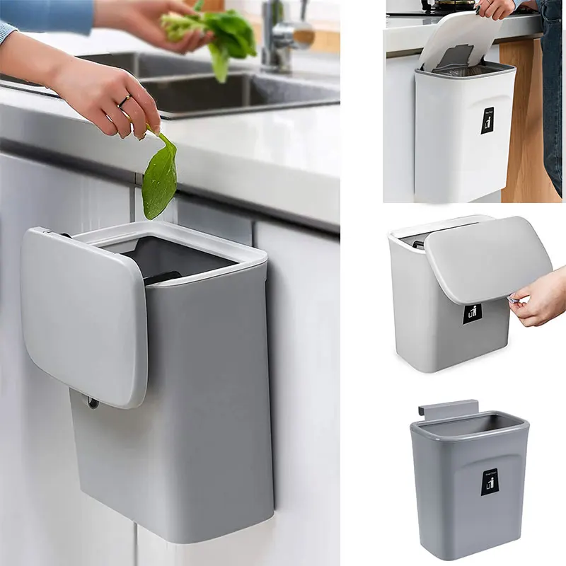 79l wall mounted trash can with lid waste bin kitchen cabinet door hanging trash bin garbage car recycle dustbin rubbish can free global shipping