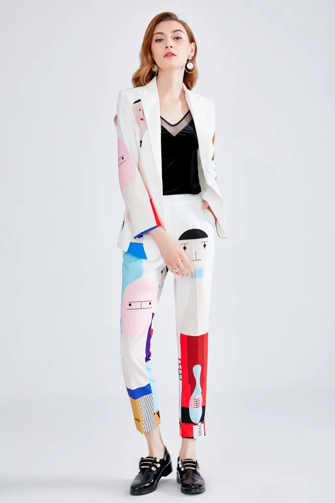 Женский комплект из двух предметов блузка с длинным рукавом и отложным