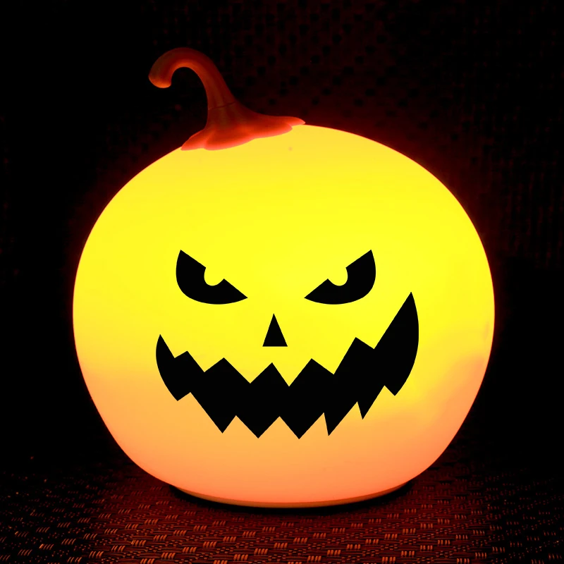 Дешево Ｊack-o '-Ｌantern Halloween Ｓhot Ｓmall ＮightＬight Ｆestive Ａtmosphere Ｌight 7 Ｃolor Ｄecoration Ｐrops USB Ｓmall Ｄesk Ｌamp