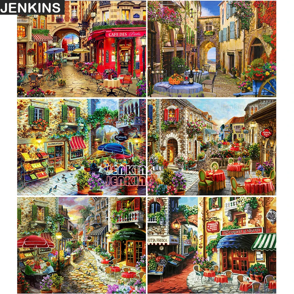 

5D DIY Diamond Painting Market Scenery Watercolor Painting In Lounge Room Home Wall Cross Stitch Decor Personalized Puzzle Gift