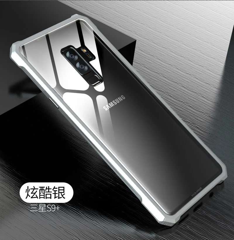 Роскошный чехол для samsung Galaxy S7 Edge S8 S9 Plus, алюминиевая металлическая рамка, бампер и прозрачная задняя крышка из закаленного стекла