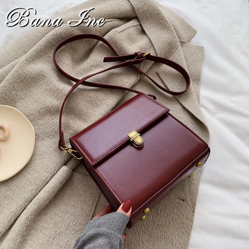 

Женская сумка через плечо, винтажная кожаная сумка кросс-боди с замком, 2020